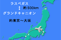 ラスベガスとグランドキャニオンの距離は
